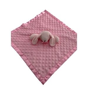 Pro Goleem Pink Plush Baby Security Blanket Bunny Easter Satin Trim 16"Lovey